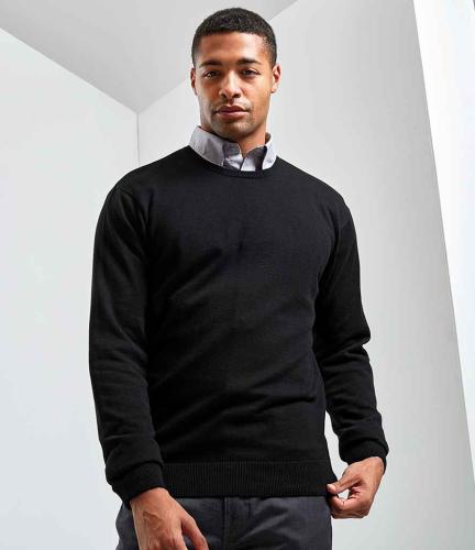 Premier Cotton Rich Crew Neck Sweater - BLK - M